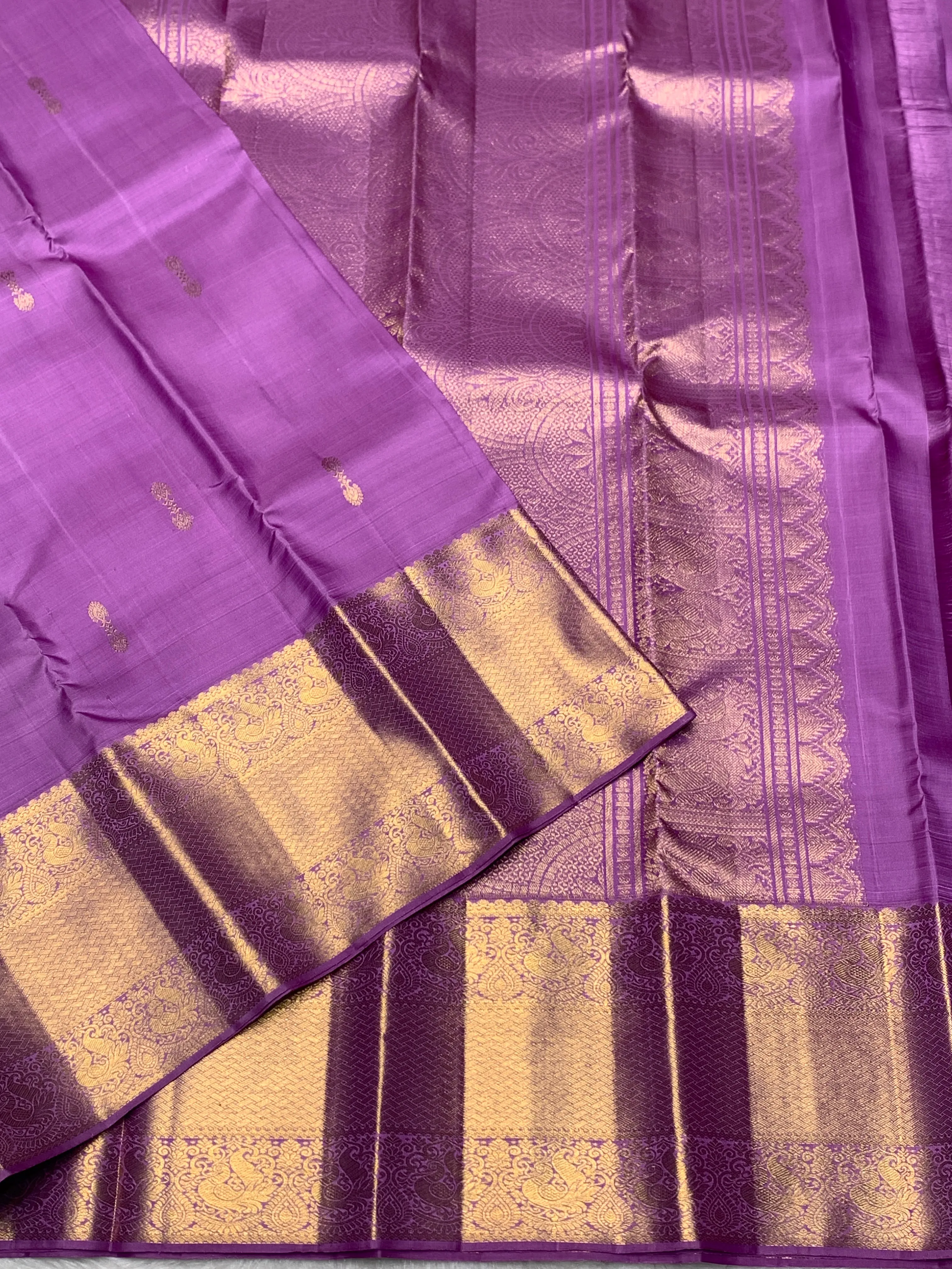 Orchid Lavender Gold Zari Kanchipuram Bridal Silk Saree